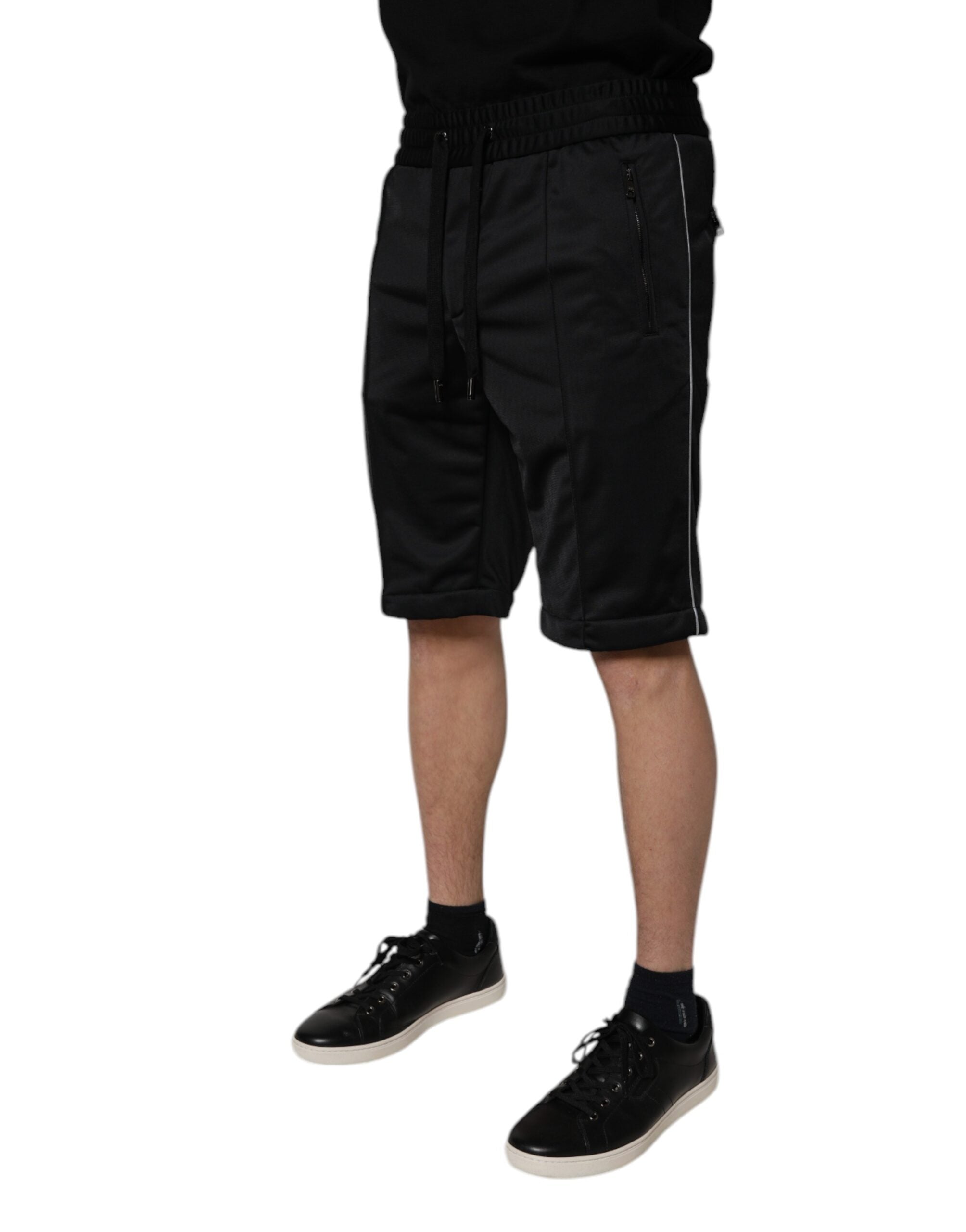 Dolce & Gabbana Black Polyester Mid Waist Men Bermuda Shorts