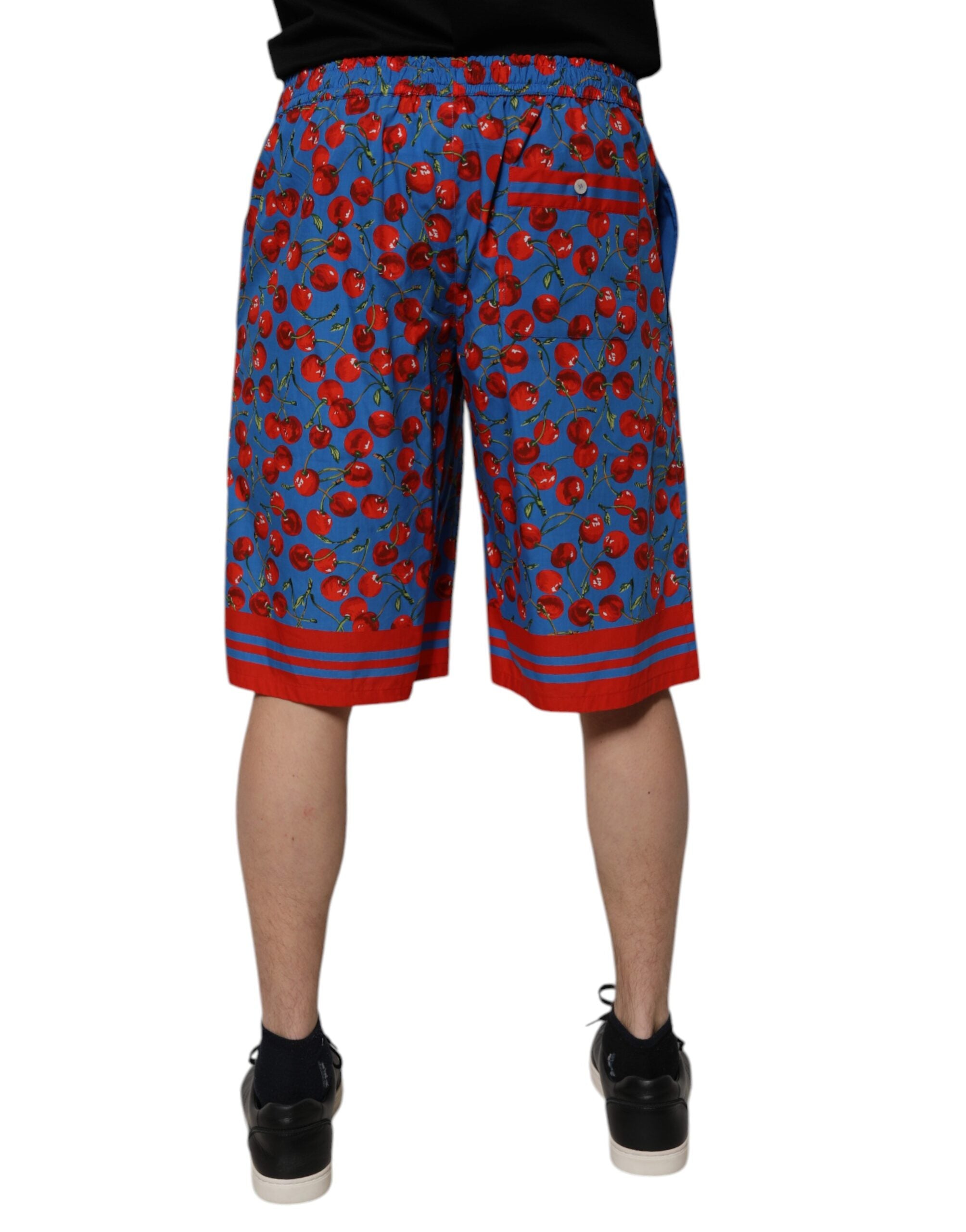 Dolce & Gabbana Blue Cherry Print Cotton Men Bermuda Shorts