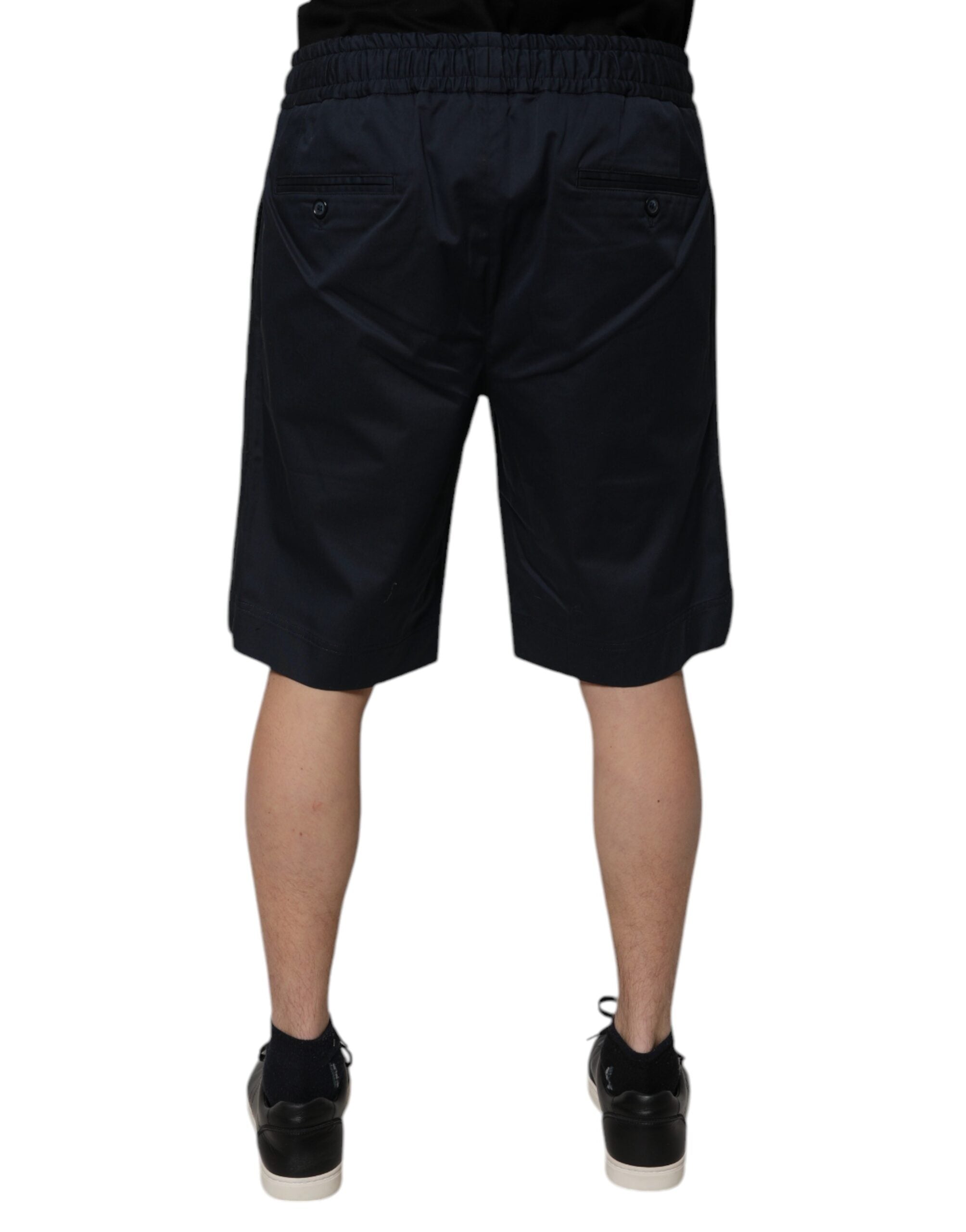 Dolce & Gabbana Dark Blue Cotton Mid Waist Men Bermuda Shorts