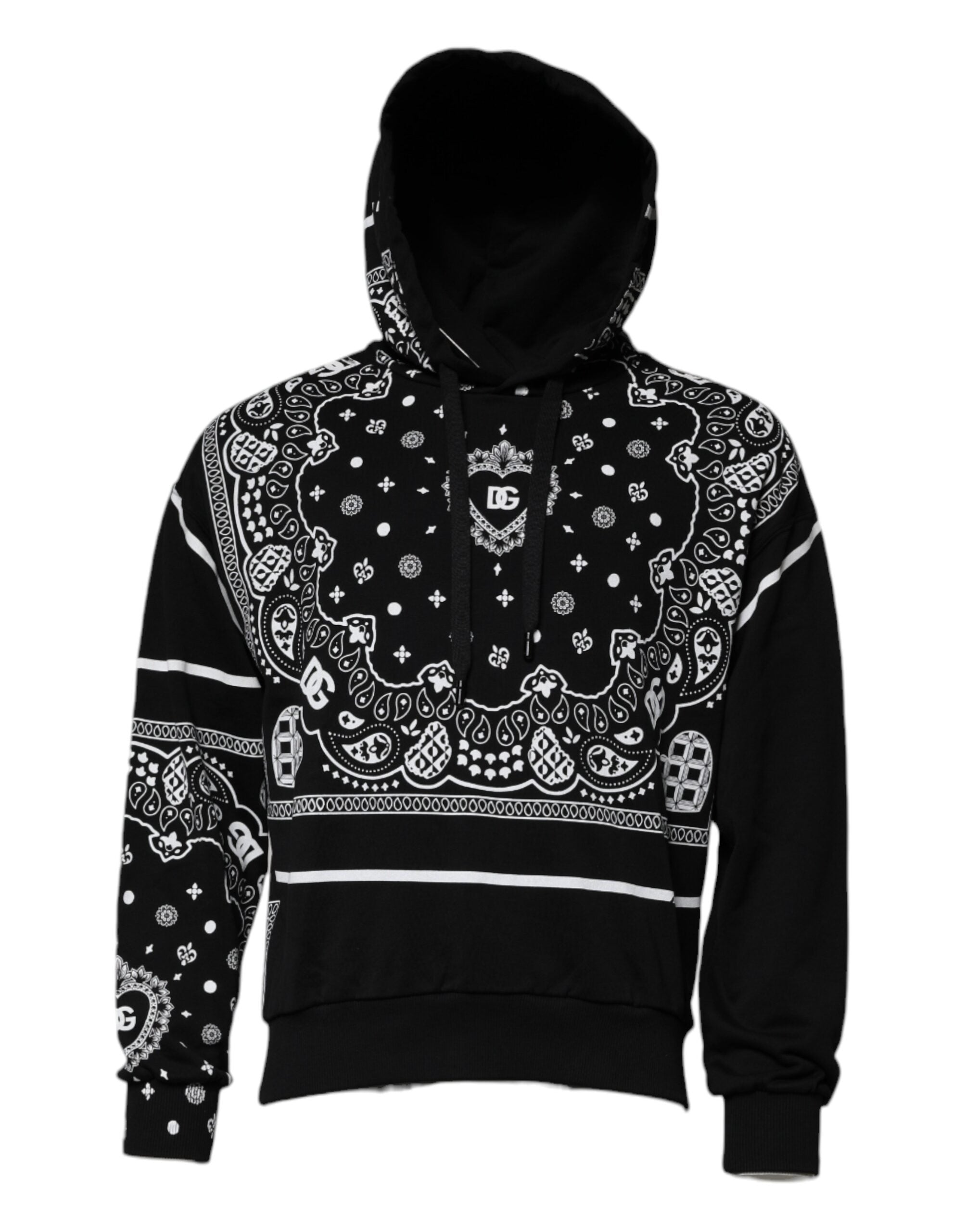 Dolce & Gabbana Black Bandana Hooded Men Sweatshirt Sweater