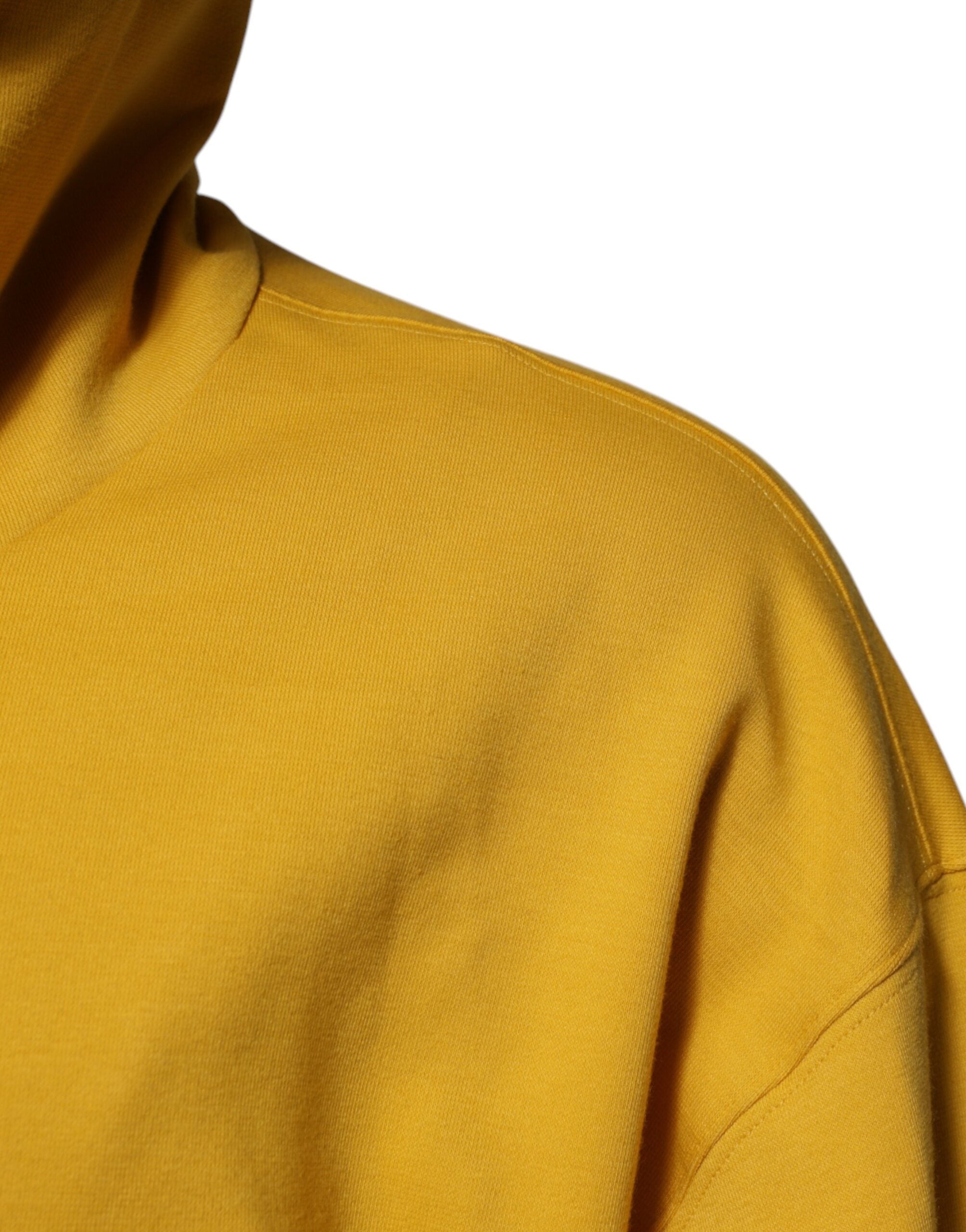 Dolce & Gabbana Yellow Logo Plaque Hooded Full Zip Sweater