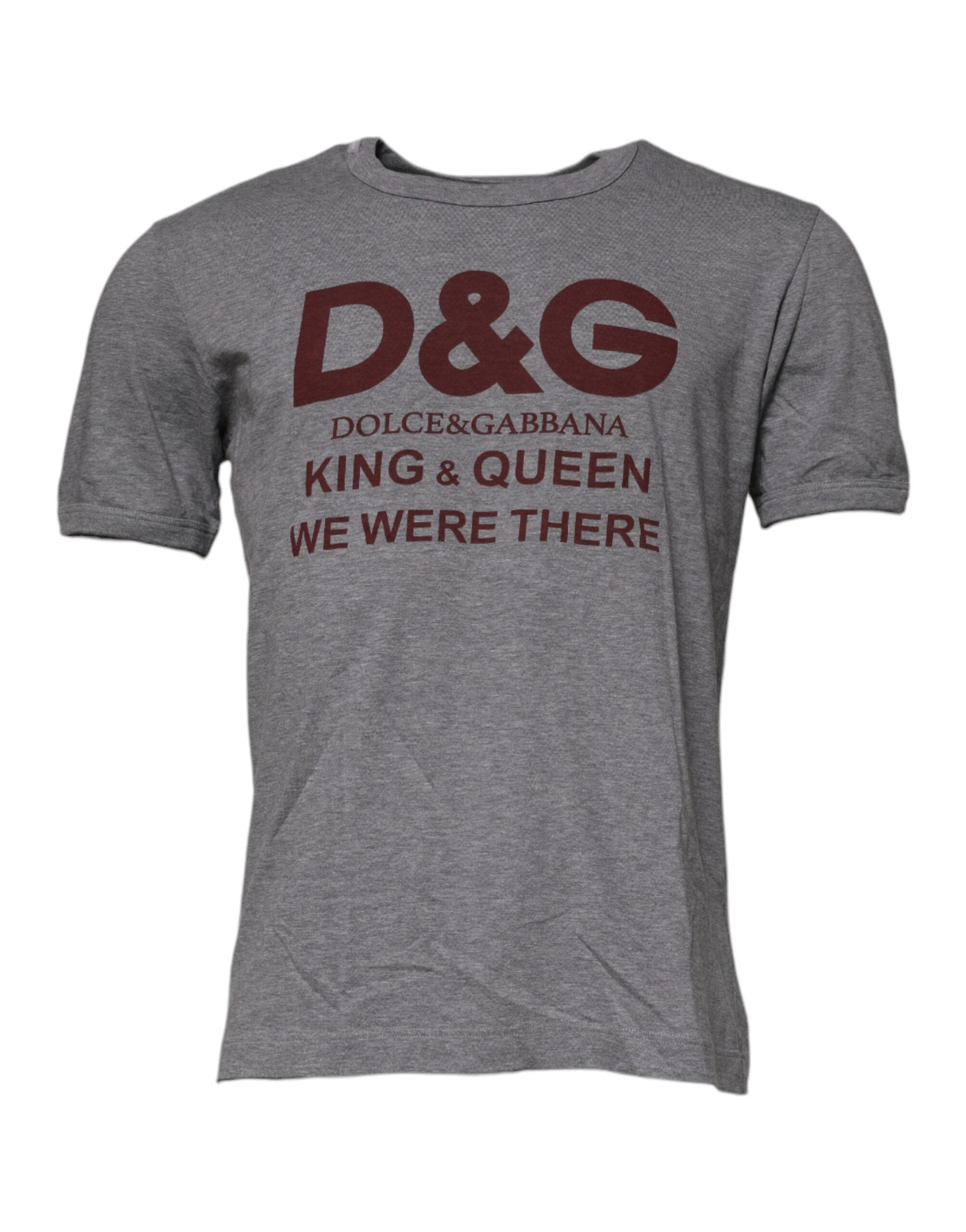 Dolce & Gabbana Gray Logo Print Cotton Crew Neck Men T-shirt