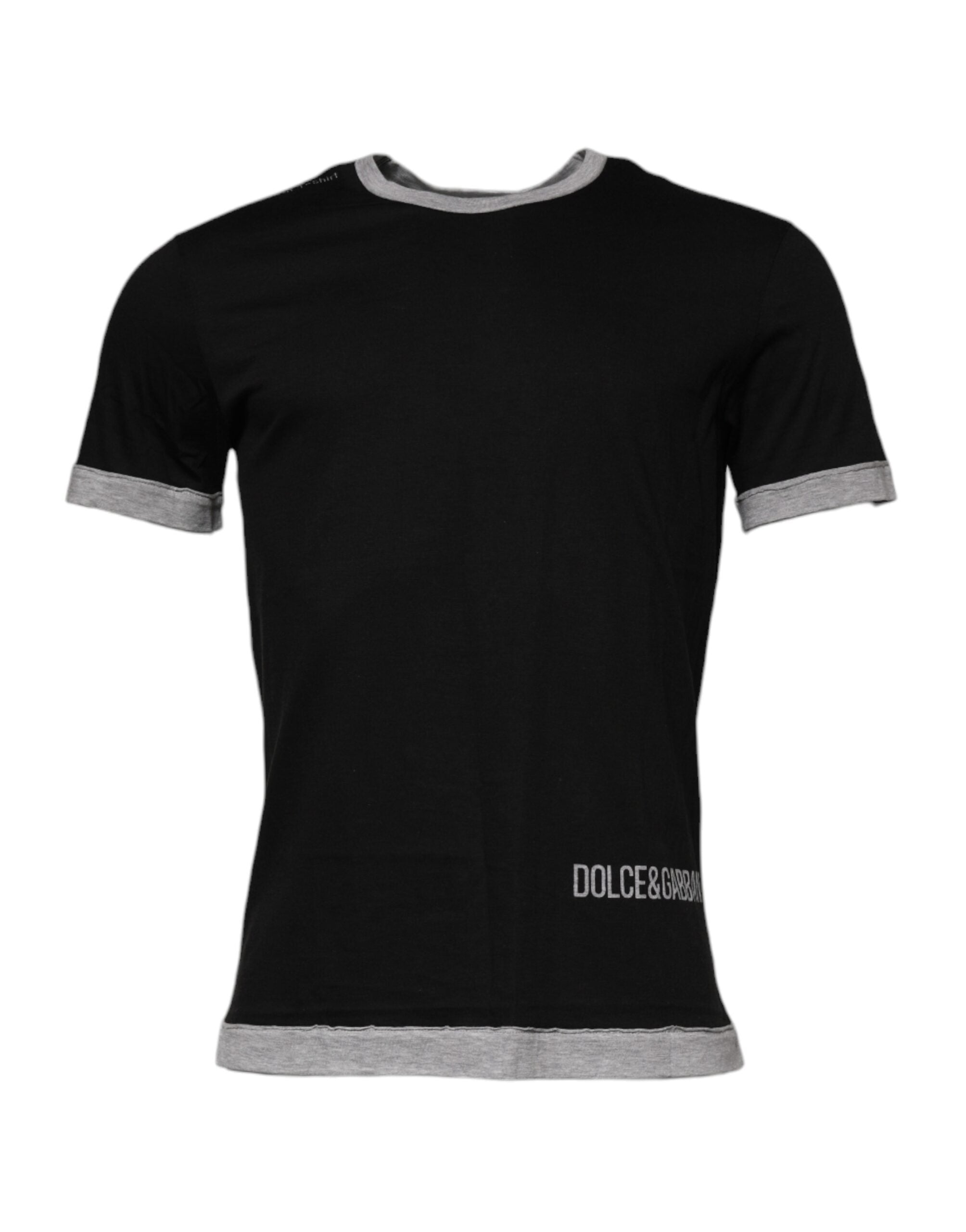 Dolce & Gabbana Black Logo Cotton Crew Neck Men Tee T-shirt