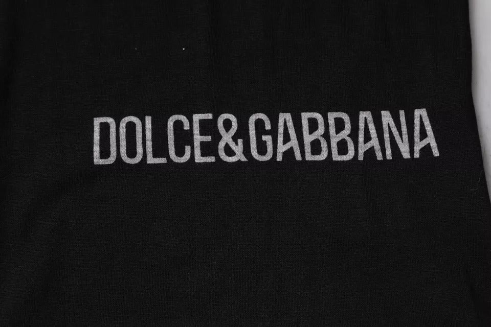 Dolce & Gabbana Black Logo Cotton Crew Neck Men Tee T-shirt