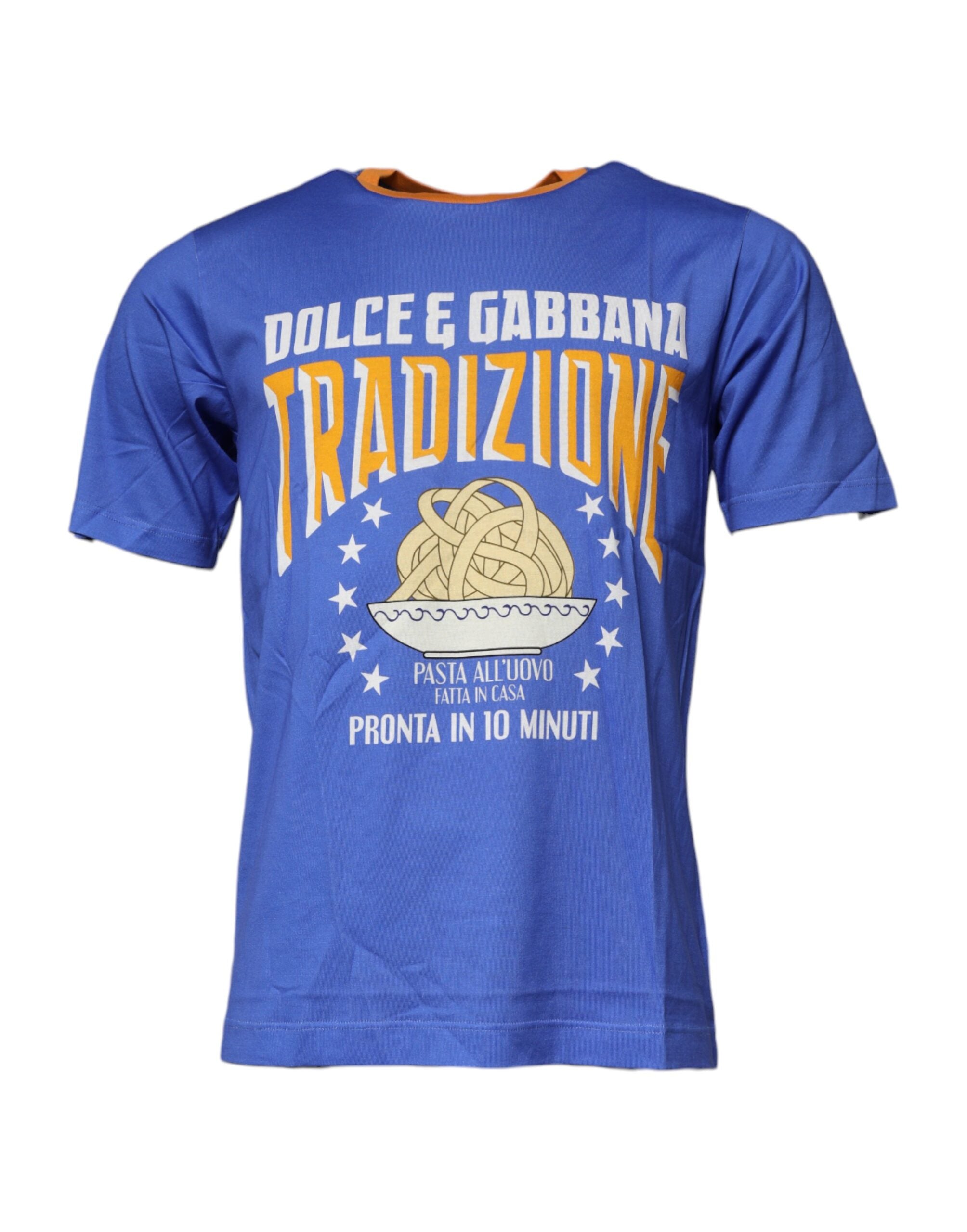 Dolce & Gabbana Blue Graphic Print Cotton Crew Neck T-shirt