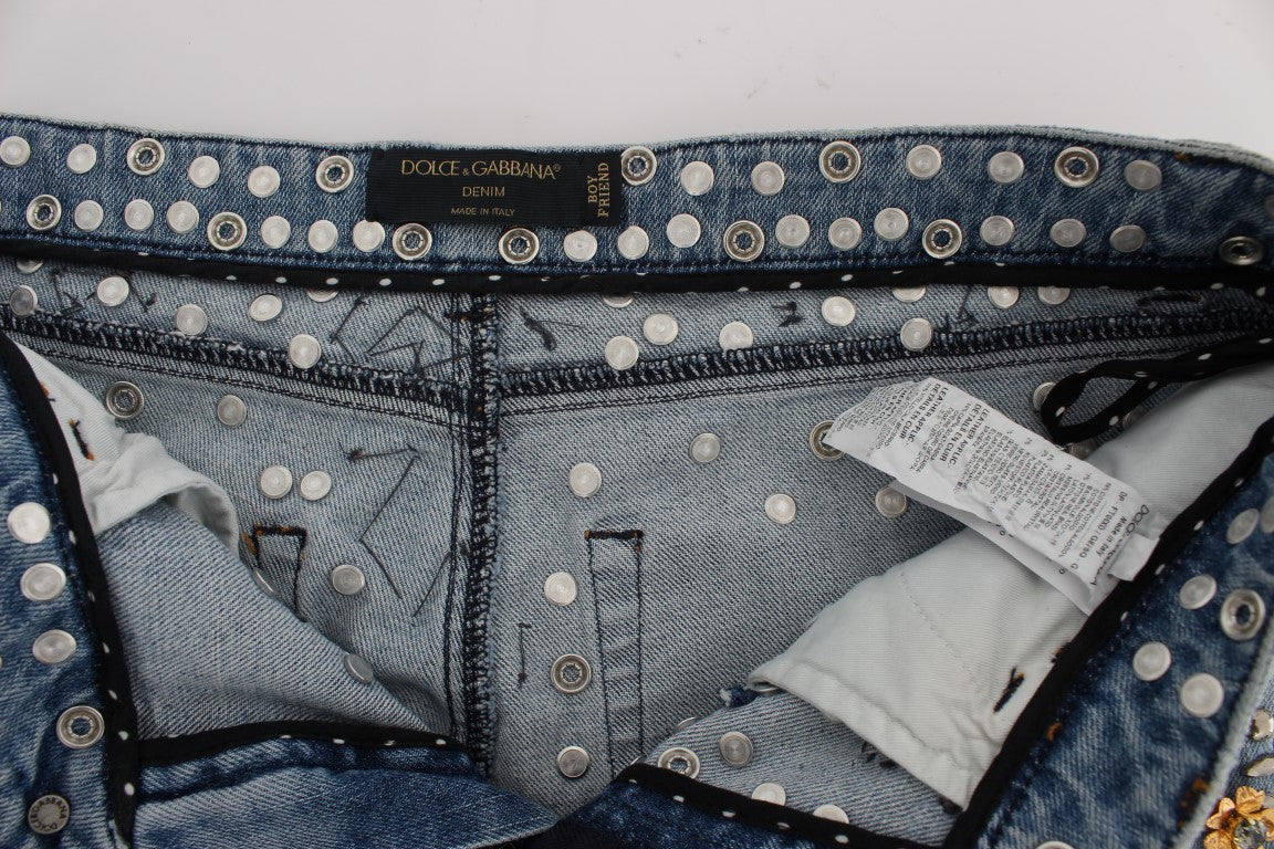 Dolce & Gabbana Enchanted Sicily Crystal Heart Boyfriend Jeans