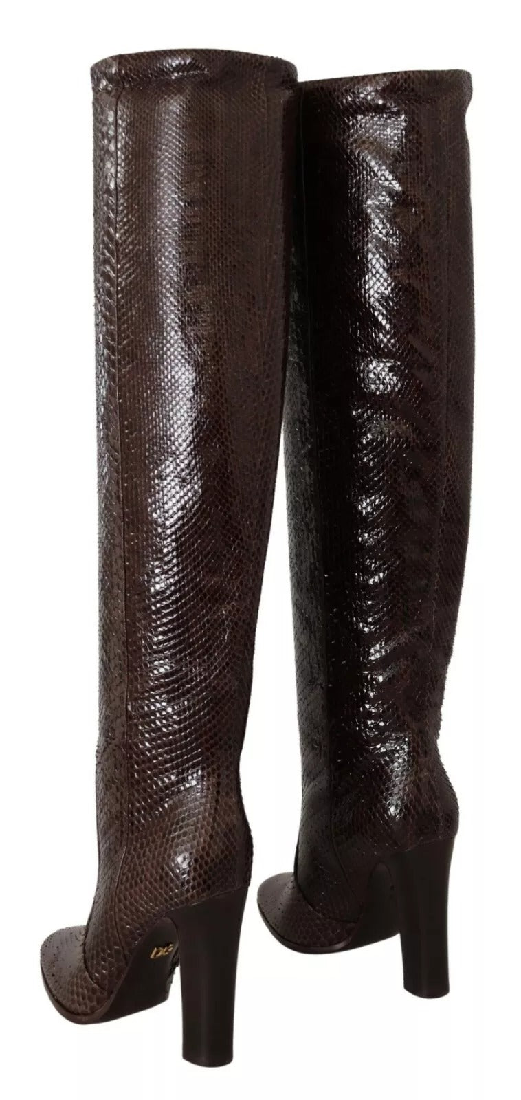 Dolce & Gabbana Brown Exotic Leather Heels High Boots Shoes