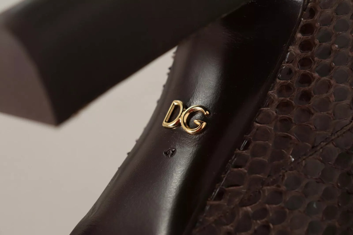 Dolce & Gabbana Brown Exotic Leather Heels High Boots Shoes