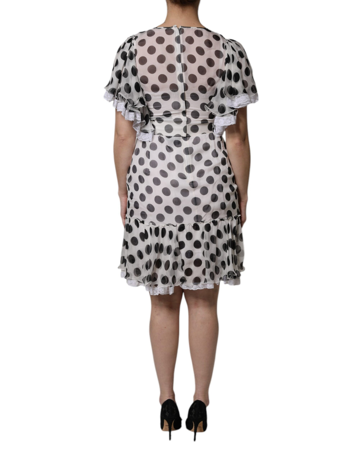 Dolce & Gabbana White Polka Dotted Silk Blend A-line Dress