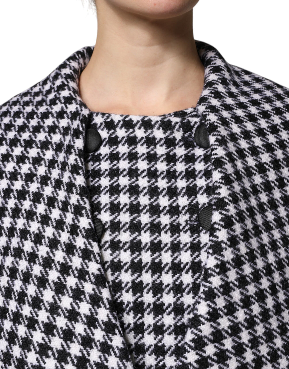 Dolce & Gabbana Black White Monochrome Patterned Floral Cape Jacket