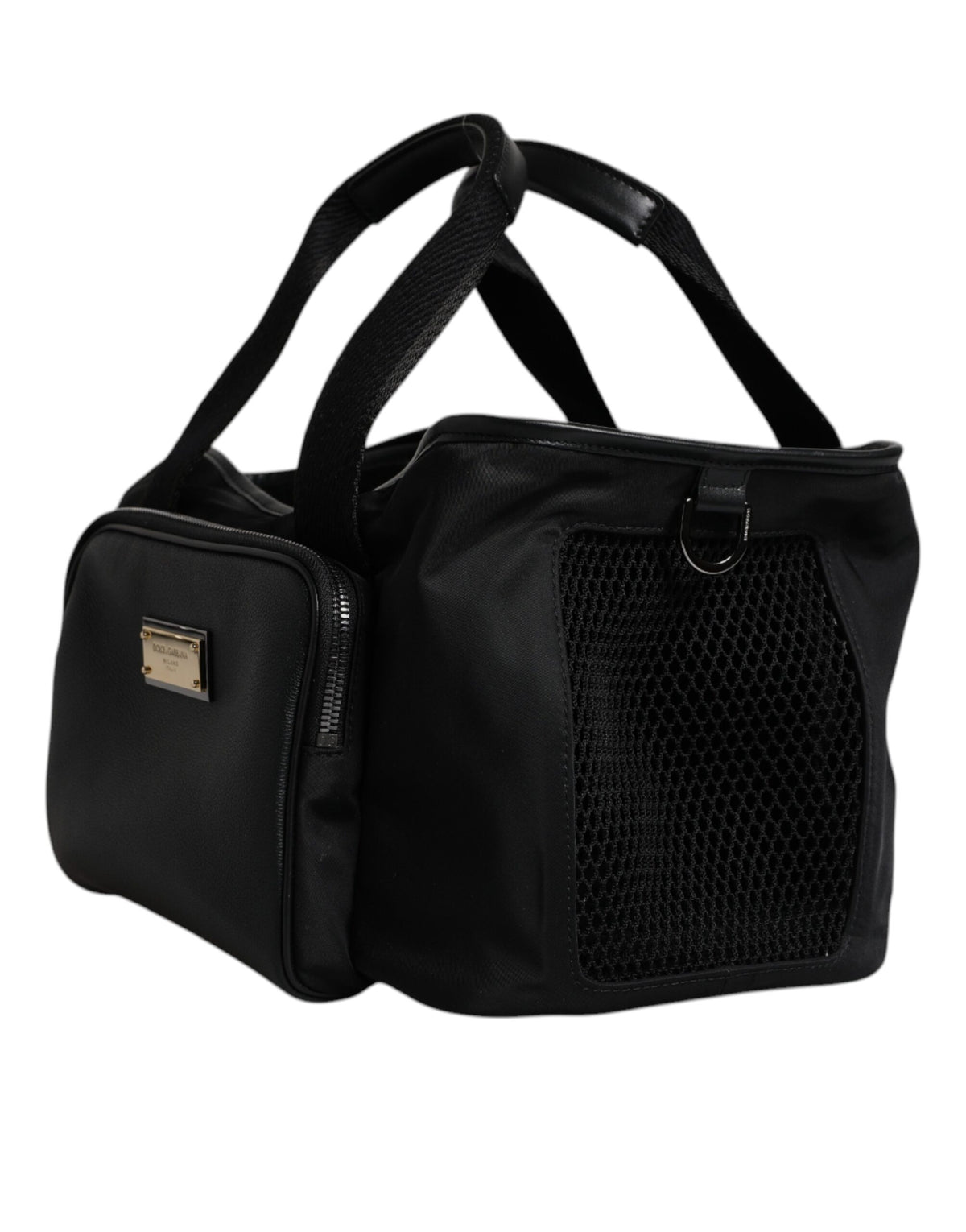 Dolce & Gabbana Black Shoulder Strap Pet Carry Logo Plaque Bag