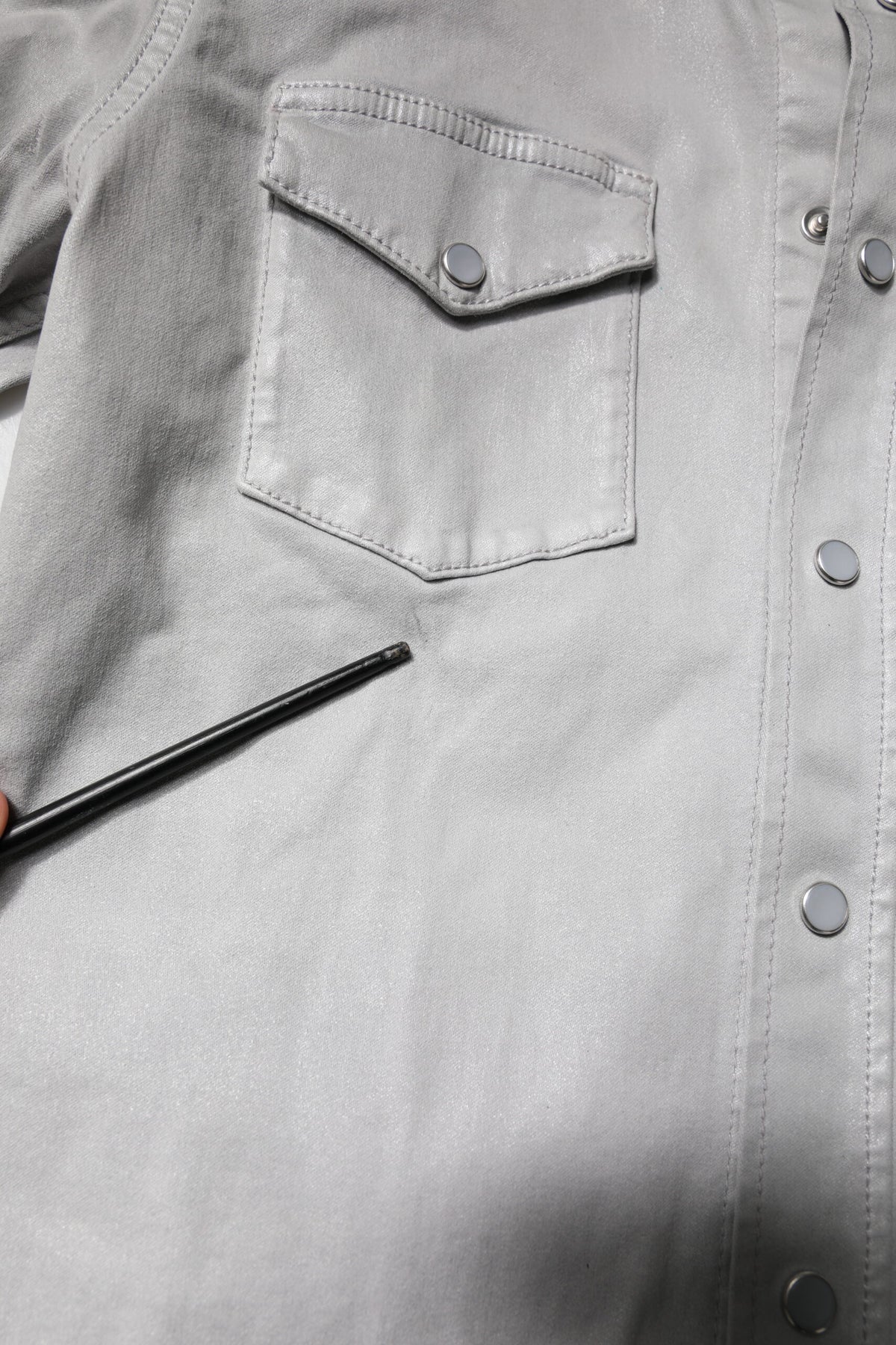 Dolce & Gabbana Metallic Gray Cotton Button Down Shirt