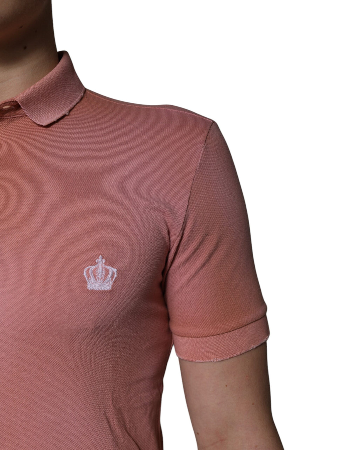 Dolce & Gabbana Pink Cotton Crown Collared Polo T-shirt