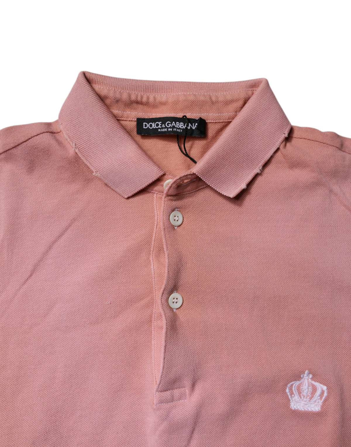 Dolce & Gabbana Pink Cotton Crown Collared Polo T-shirt