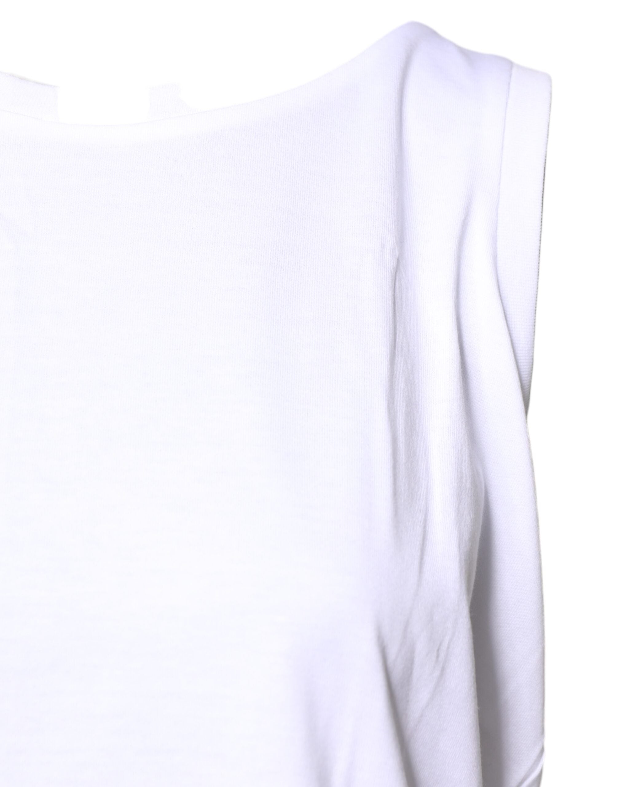 Dolce & Gabbana White Cotton Sleeveless Crew Neck T-shirt