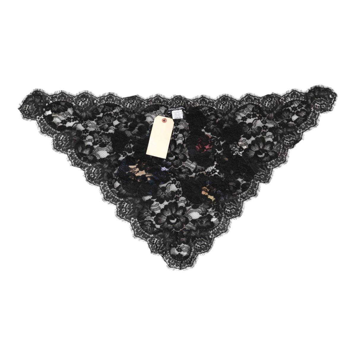 Dolce & Gabbana Black Lace Floral Applique Cotton Veil Hat