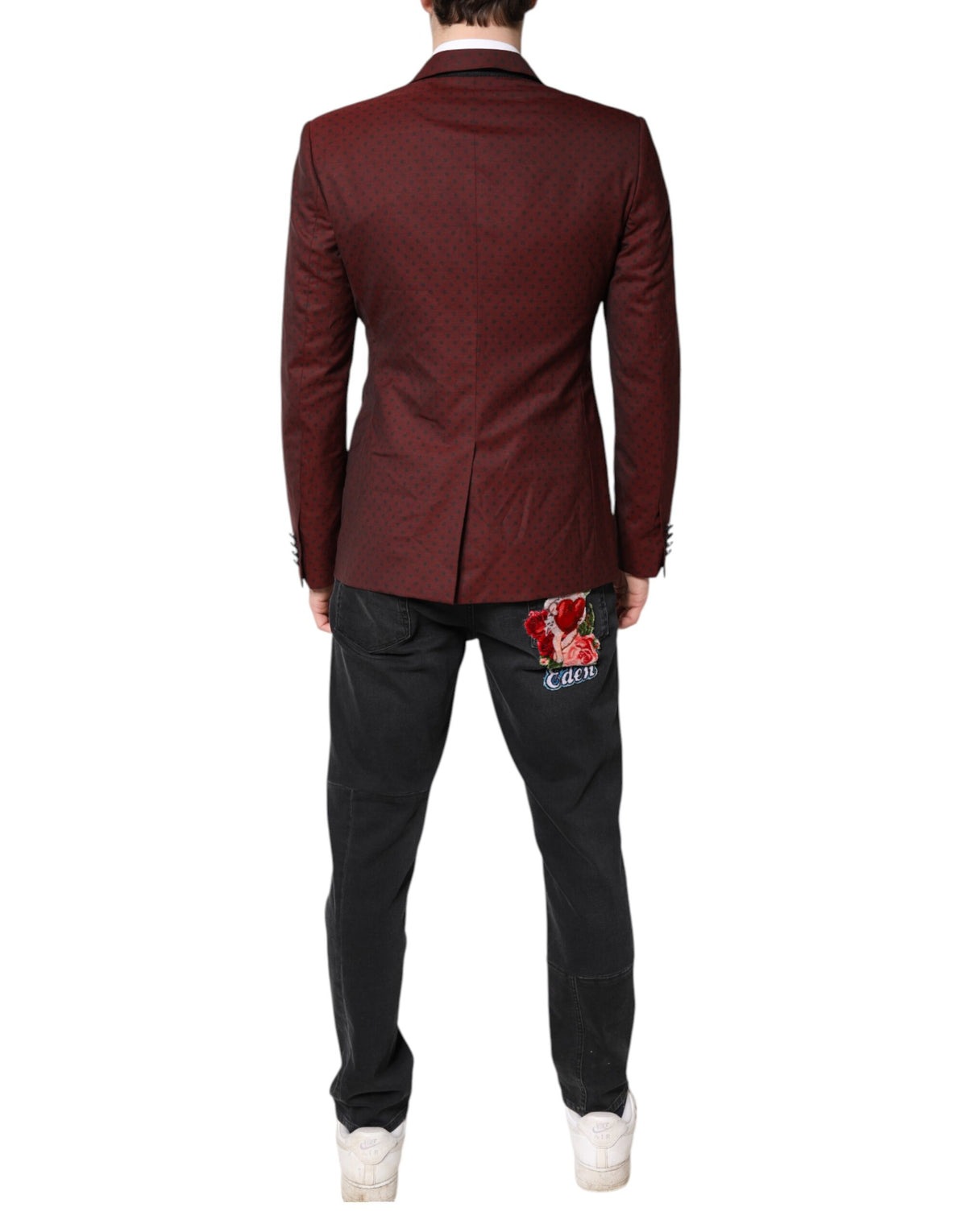 Dolce & Gabbana Maroon Wool Slim Fit Men Coat Jacket Blazer