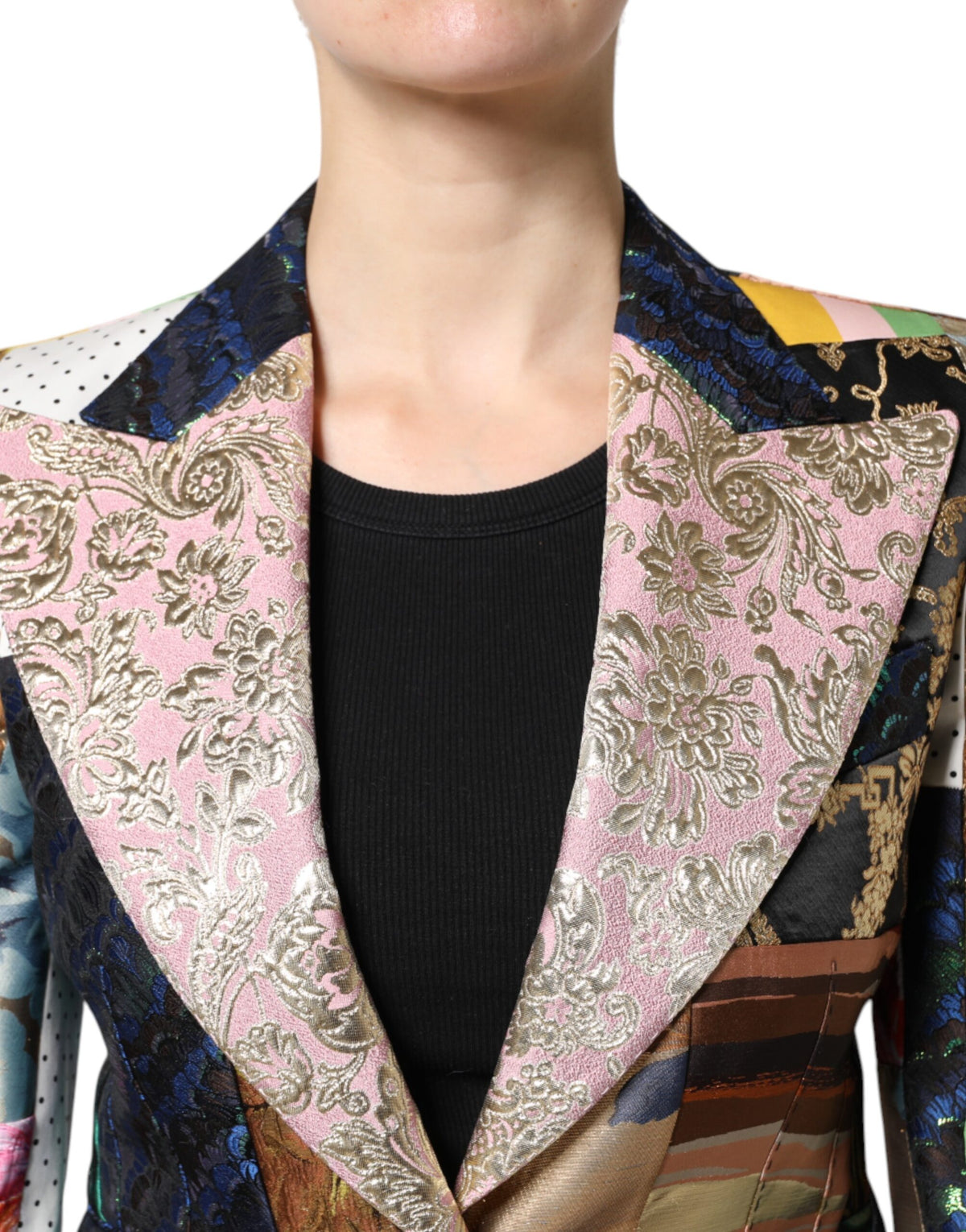 Dolce & Gabbana Multicolor Floral Patchwork Jacquard Jacket