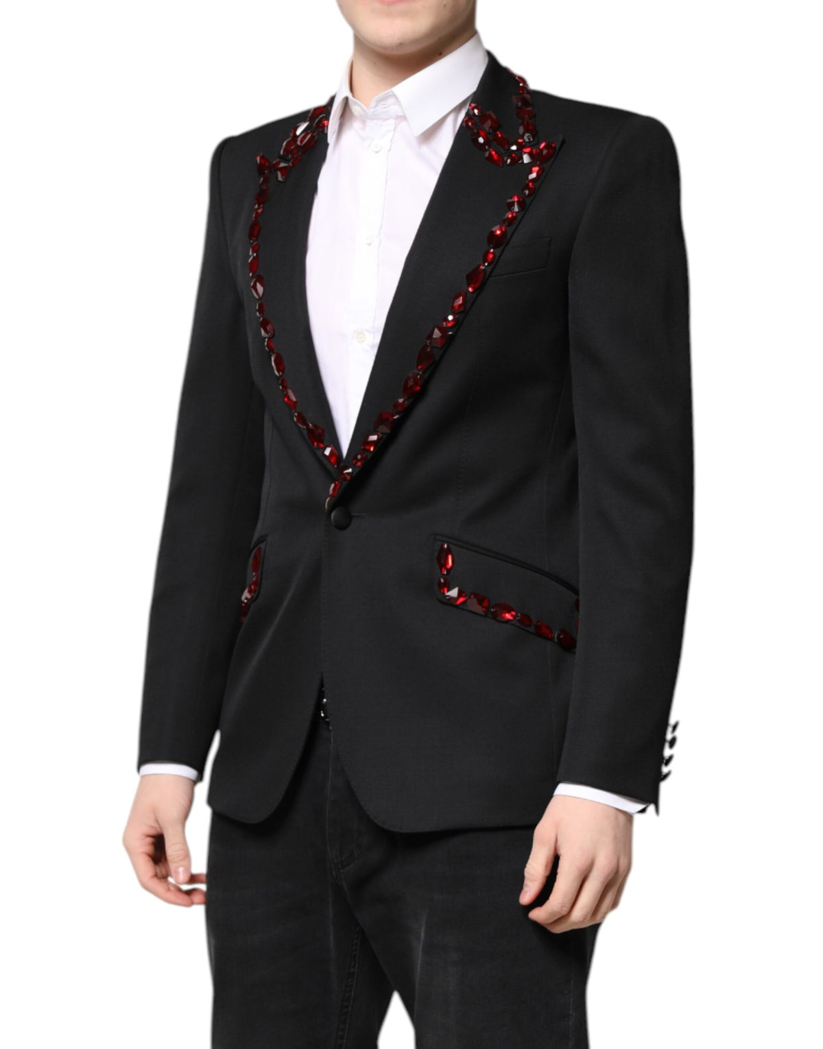 Dolce & Gabbana Black SICILIA CrystalEmbellished Coat Blazer