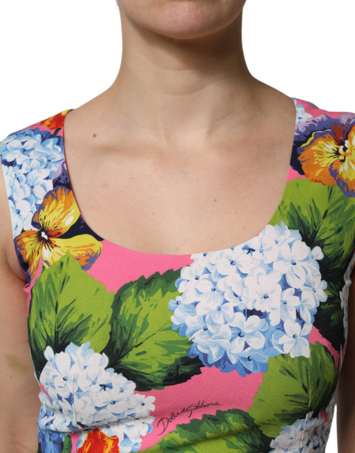 Dolce & Gabbana Multicolor Floral Sleeveless Sheath Dress