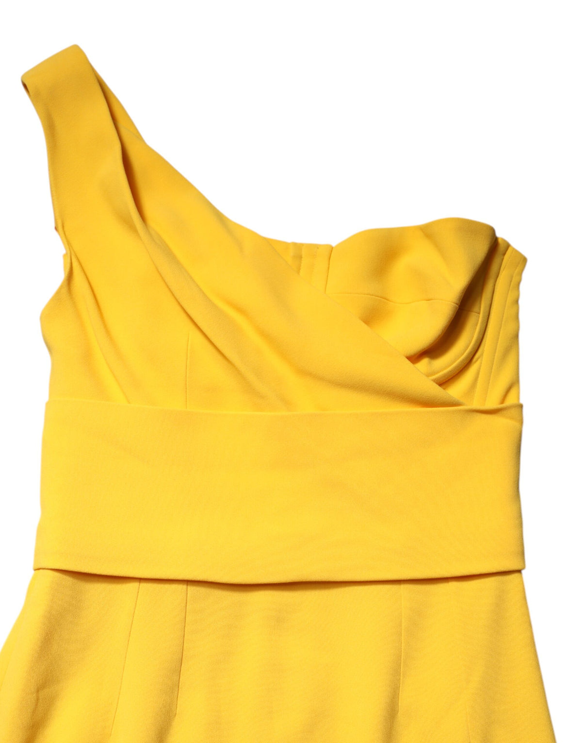Dolce & Gabbana Yellow One Shoulder Side Slit Midi Dress