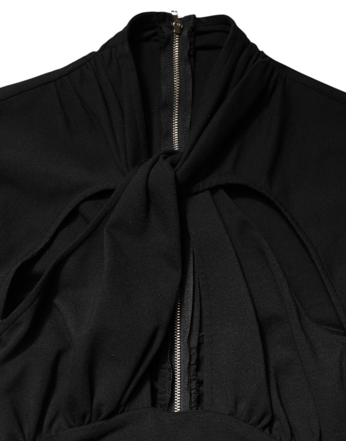 Dolce & Gabbana Black Long Sleeves Sheath Midi Dress