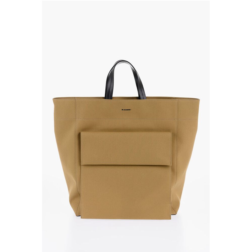 Jil Sander Canvas Shopper Bag with External Pocket