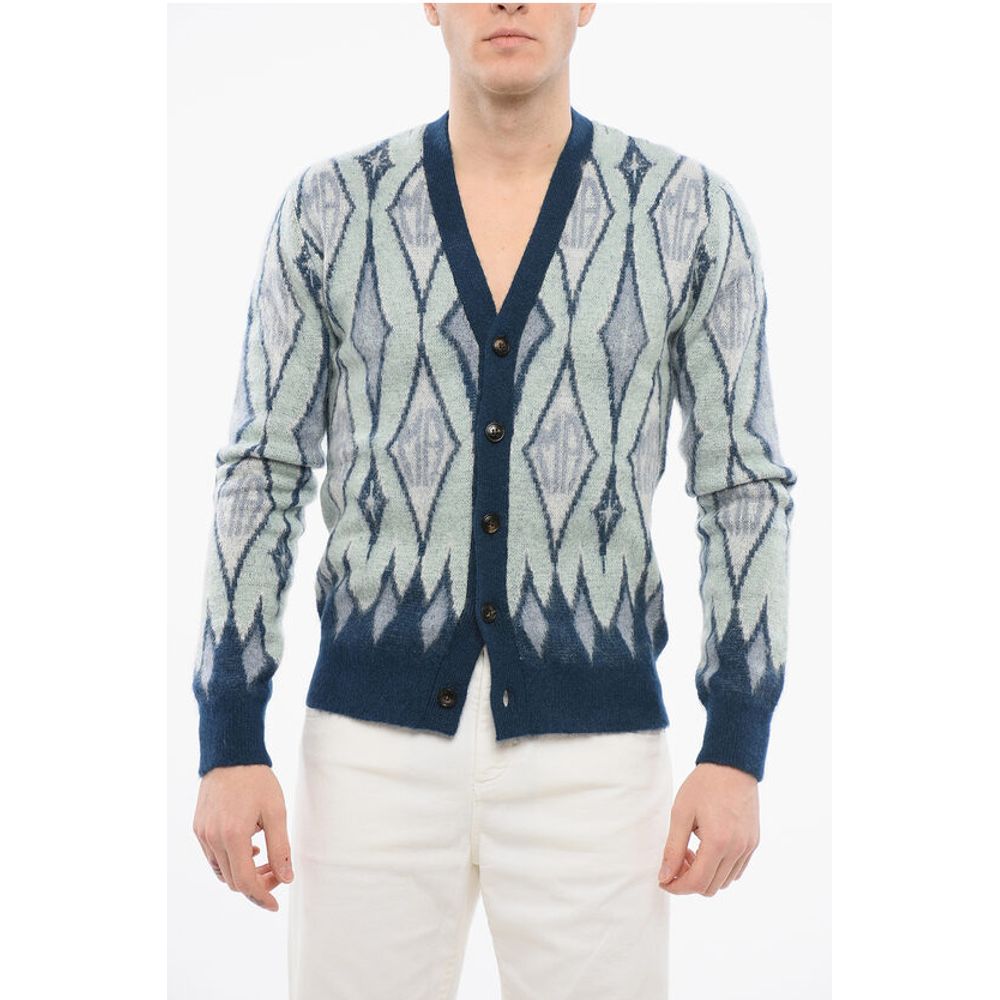 Amiri Diamond Patterned Mohair Blend Cardigan