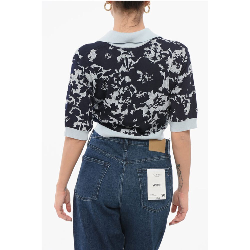 Kenzo Jacquard Cotton Blend Cropped Fit Polo