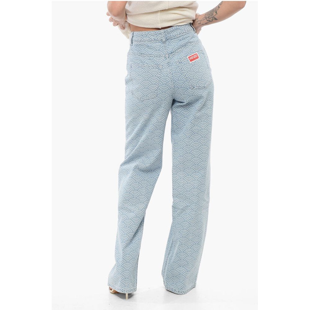 Kenzo Rainbow Patterned SEIGAIHA AYAME Straight Fit Denims 23cm