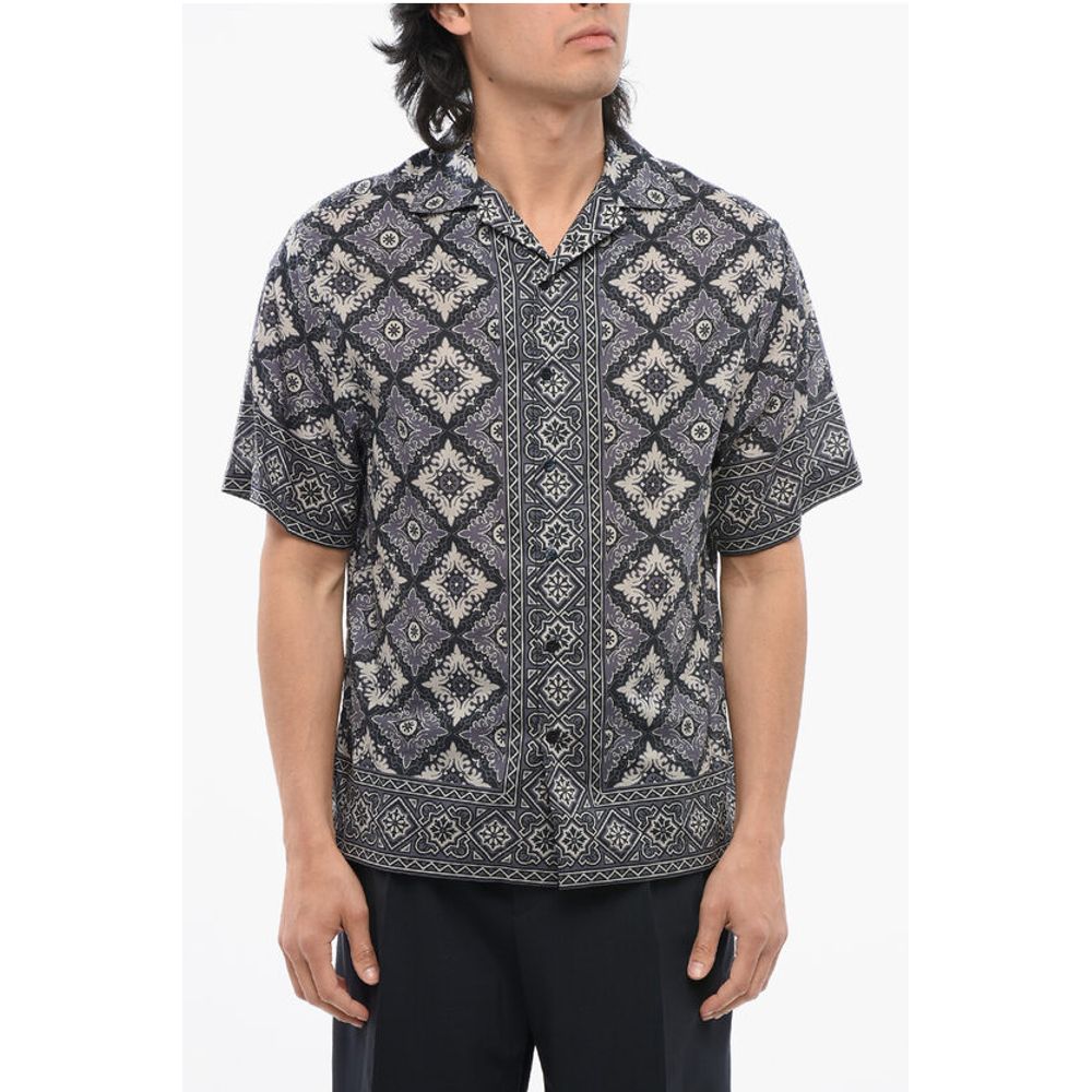 Etro Cotton MAIOLICA Bowling Shirt with Geometric Pattern