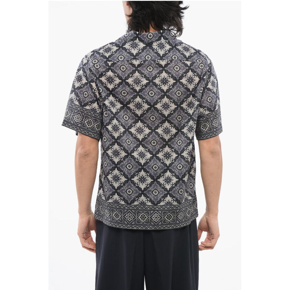 Etro Cotton MAIOLICA Bowling Shirt with Geometric Pattern