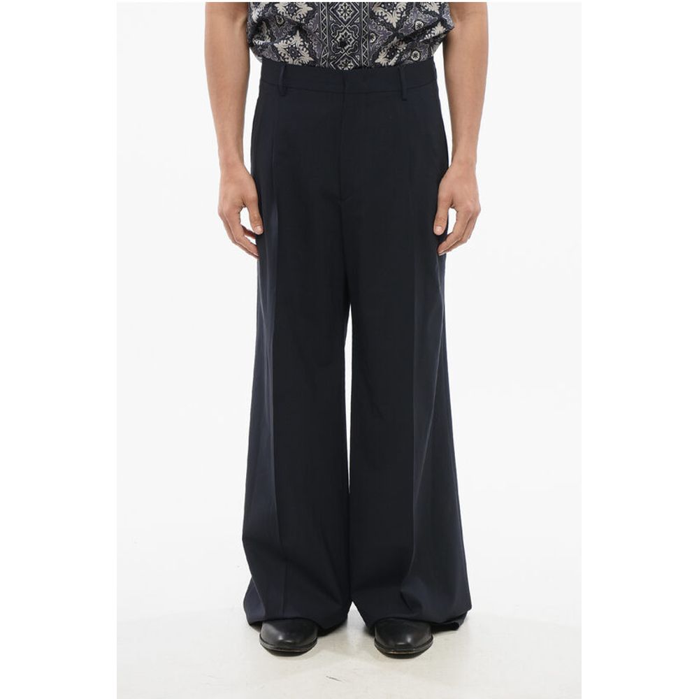 Etro Double-pleated Wool Blend Pants with Belt Loops