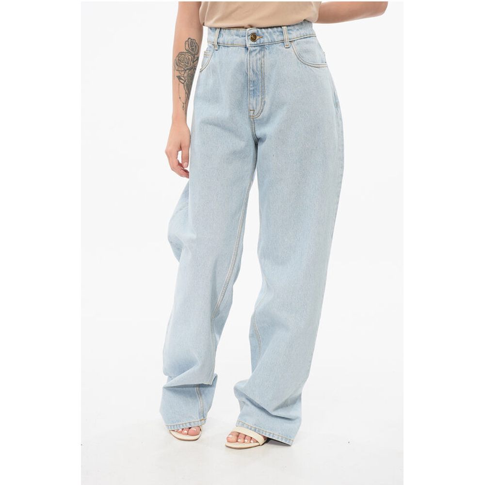Etro Light Washed Mom Fit Denims with Embroideries 25cm