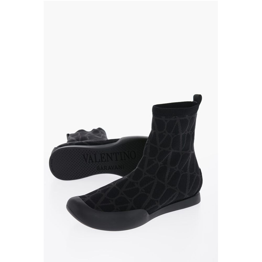 Valentino High-Top Sneakers With Monogram Jacquard Logo