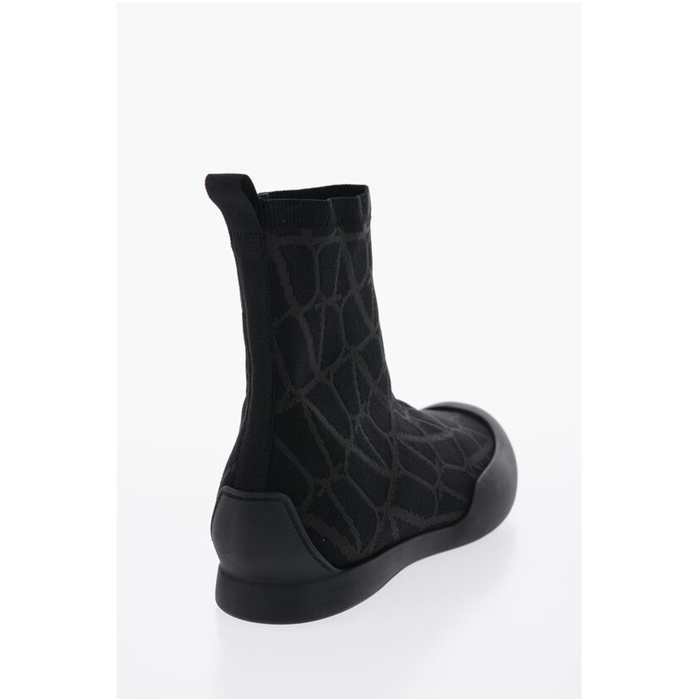 Valentino High-Top Sneakers With Monogram Jacquard Logo