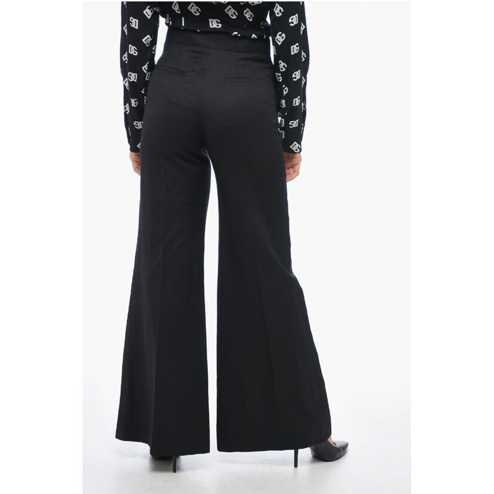 Chloé Flax Blend Palazzo Pants with Double Buttoning
