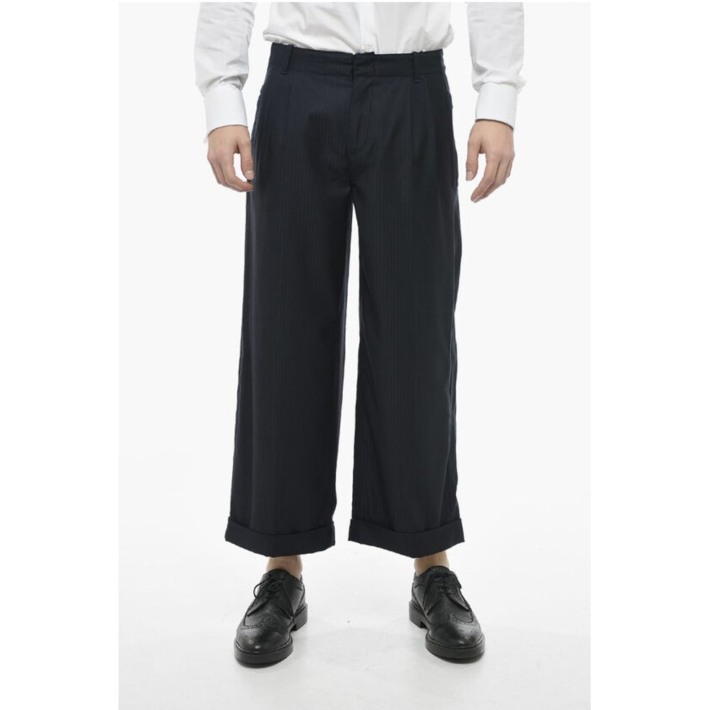 Etro Cropped Virgin Wool Trousers with Cuffs