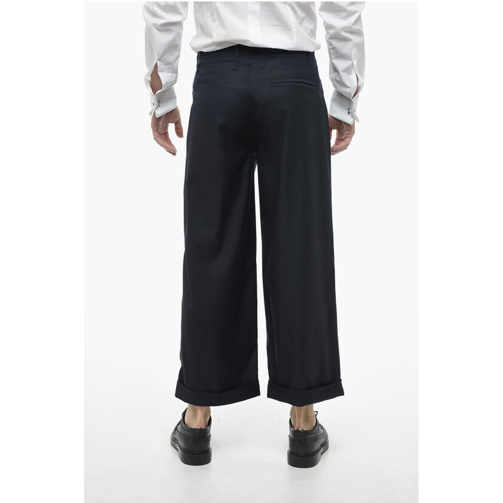 Etro Cropped Virgin Wool Trousers with Cuffs