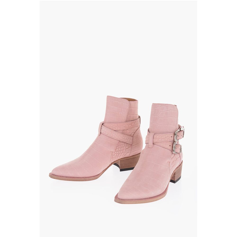 Amiri Croco Embossed Suede JODHPUR Western Booties 5cm