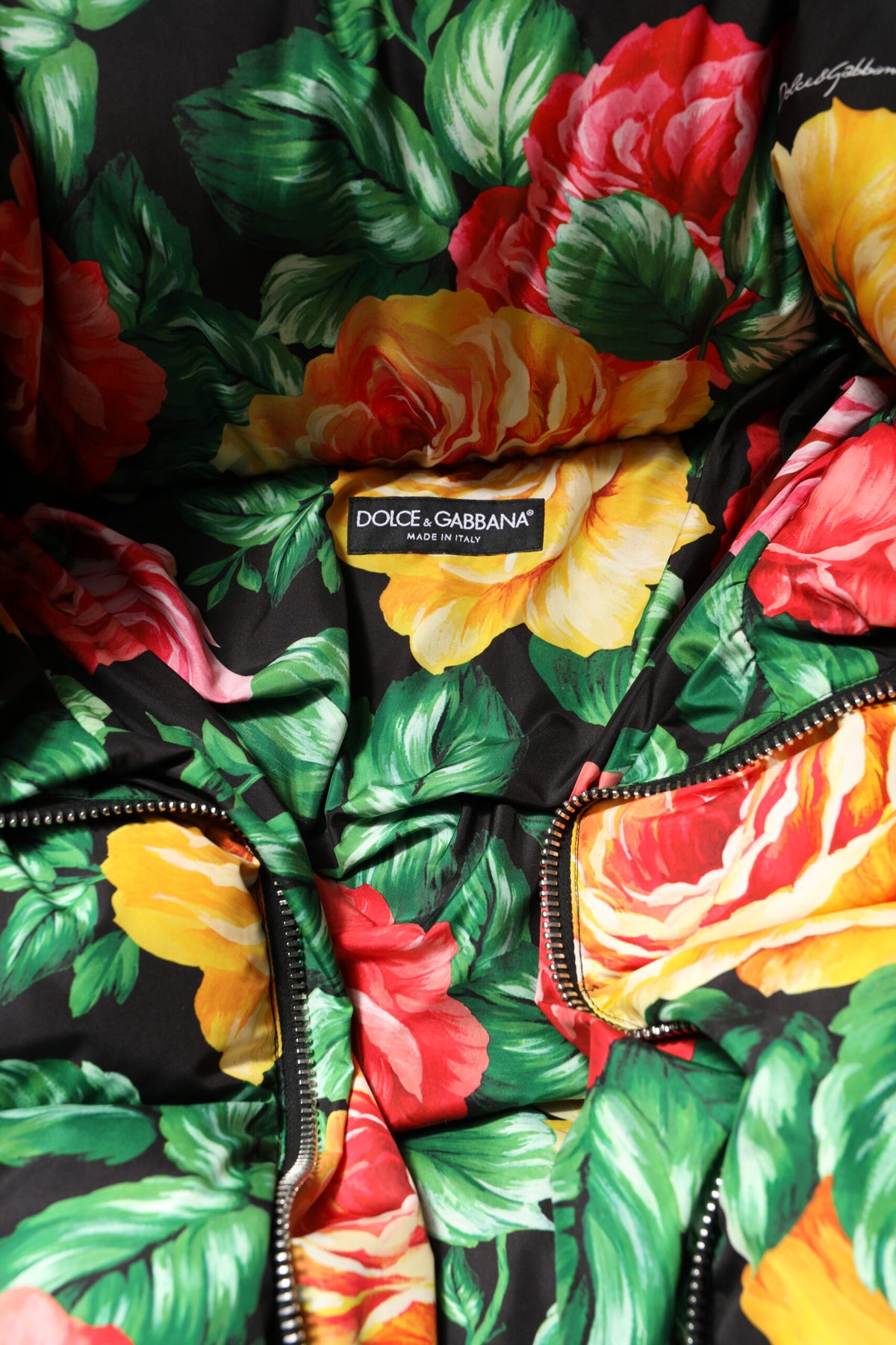 Dolce & Gabbana Multicolor Floral Puffer Hooded Jacket