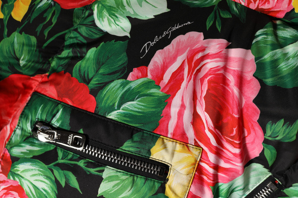 Dolce & Gabbana Multicolor Floral Puffer Hooded Jacket