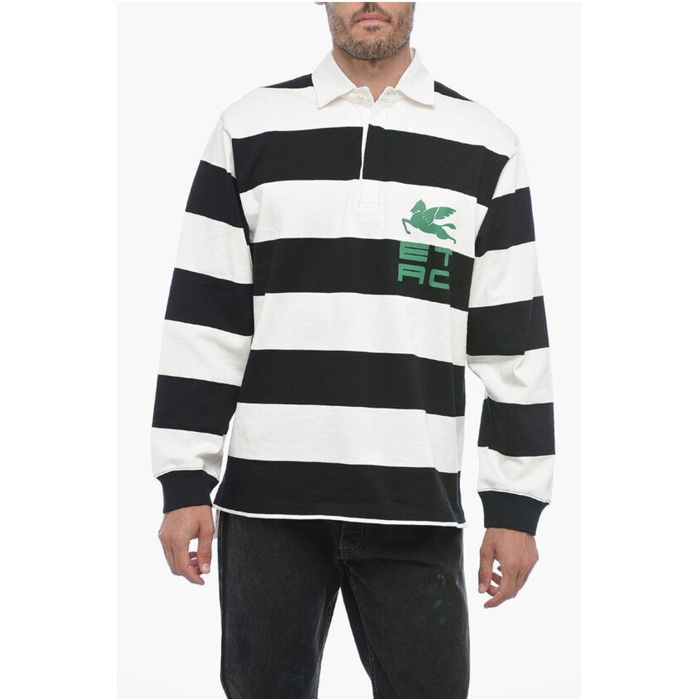 Etro Long Sleeved Two-Tone Striped Polo Shirt