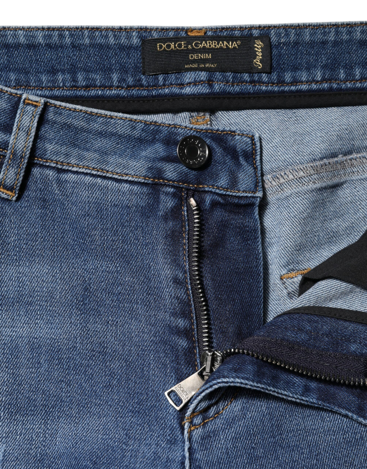 Dolce & Gabbana Blue Tattered Cotton Low Waist Denim Jeans