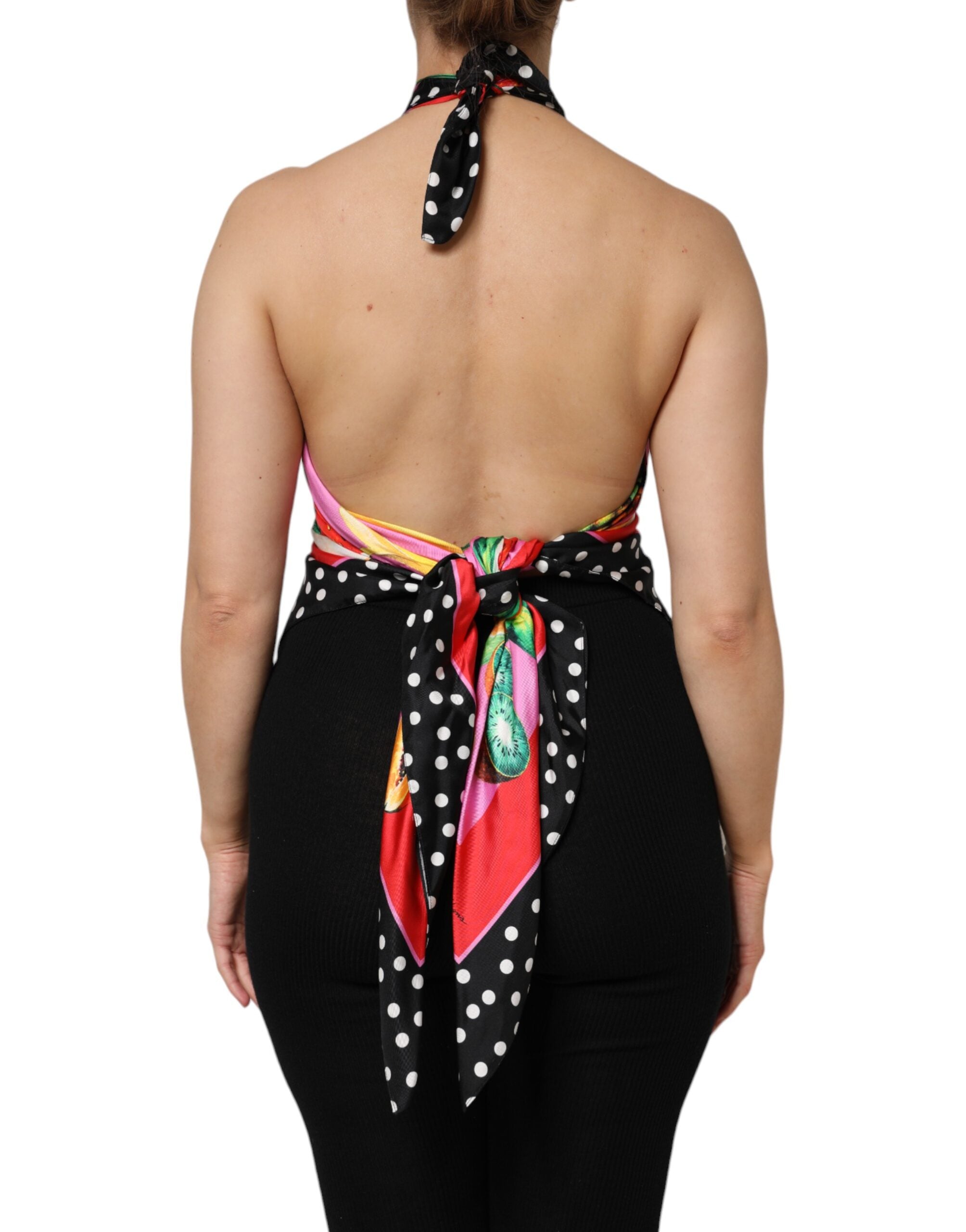 Dolce & Gabbana Multicolor Halter Party Evening Cropped Top