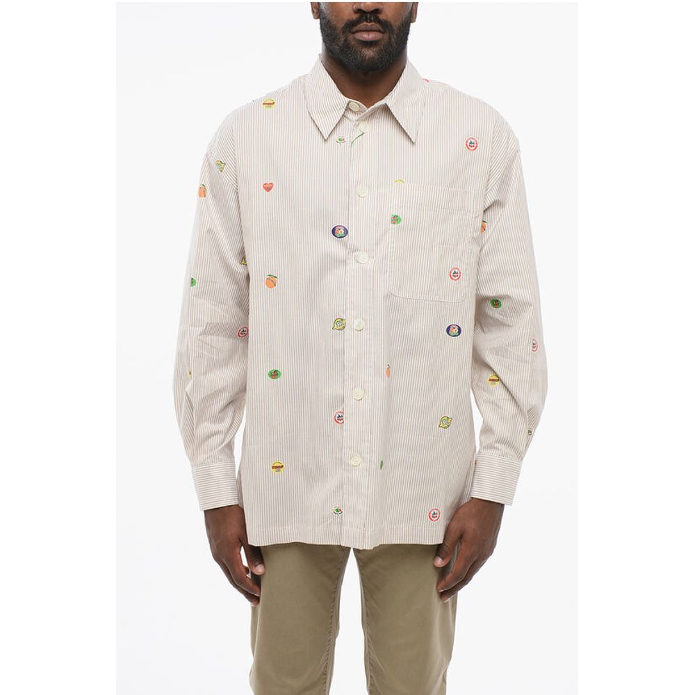 Kenzo Striped FRUIT STICKERS Cotton Shirt with Breast-pocket
