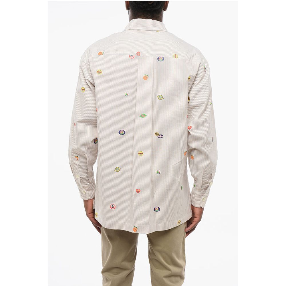 Kenzo Striped FRUIT STICKERS Cotton Shirt with Breast-pocket