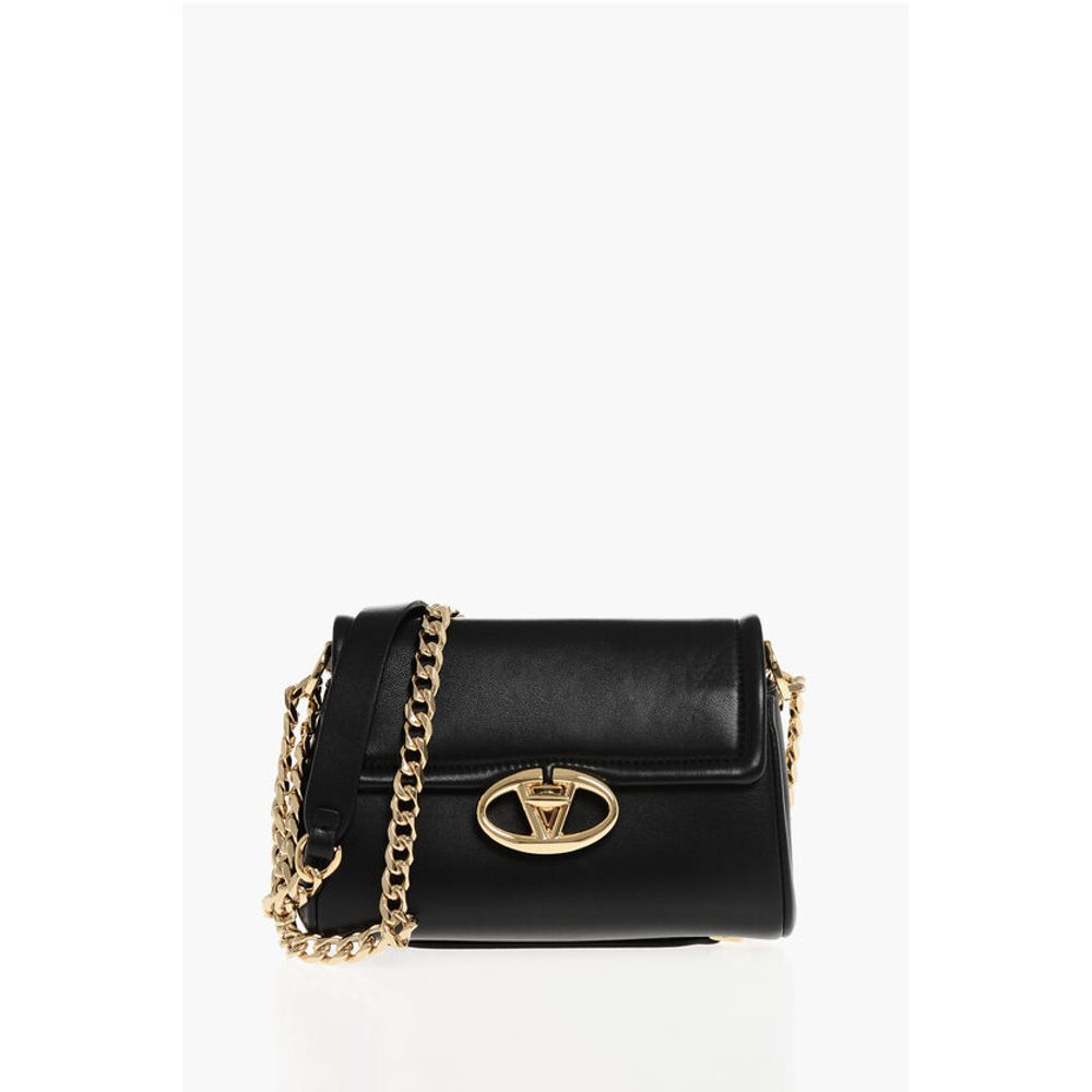 Valentino Leather Crossbody Bag with Logoed Buckle
