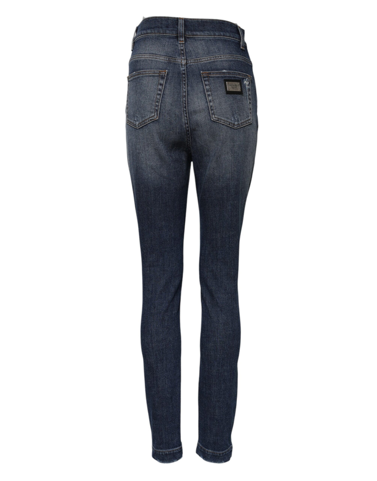 Dolce & Gabbana Blue Washed Cotton High Waisted Denim Jeans