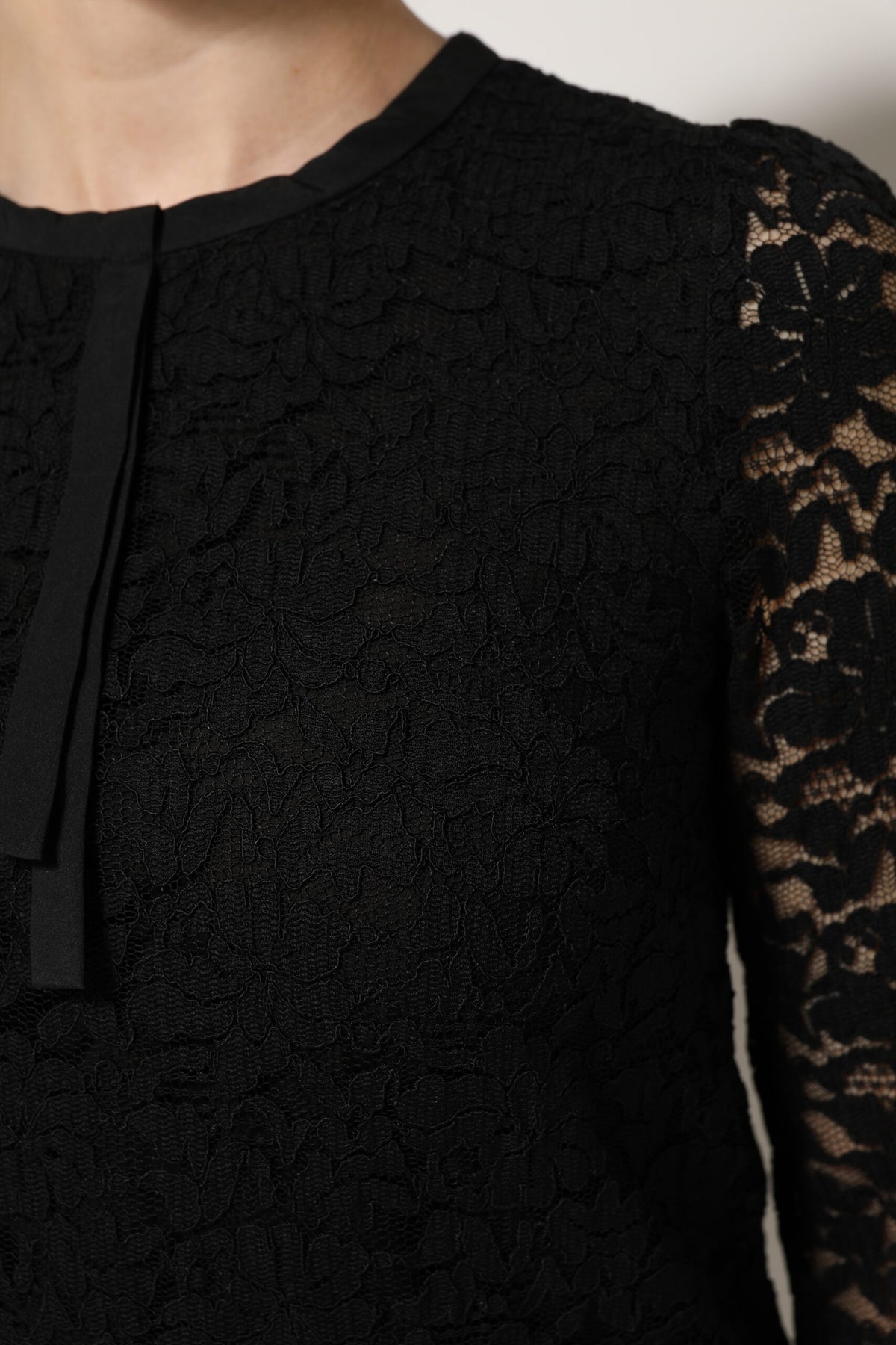 Dolce & Gabbana Black Nylon Lace Long Sleeve Blouse Top